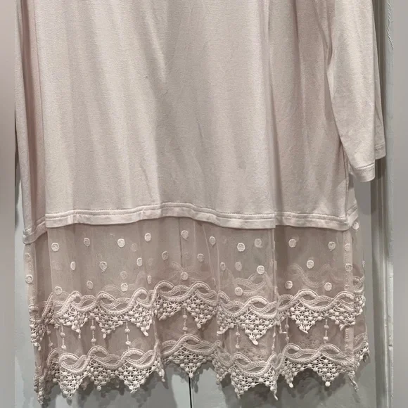 NWT Kaktus Cream Lace Loose Knit blouse tunic - Picture 4 of 8